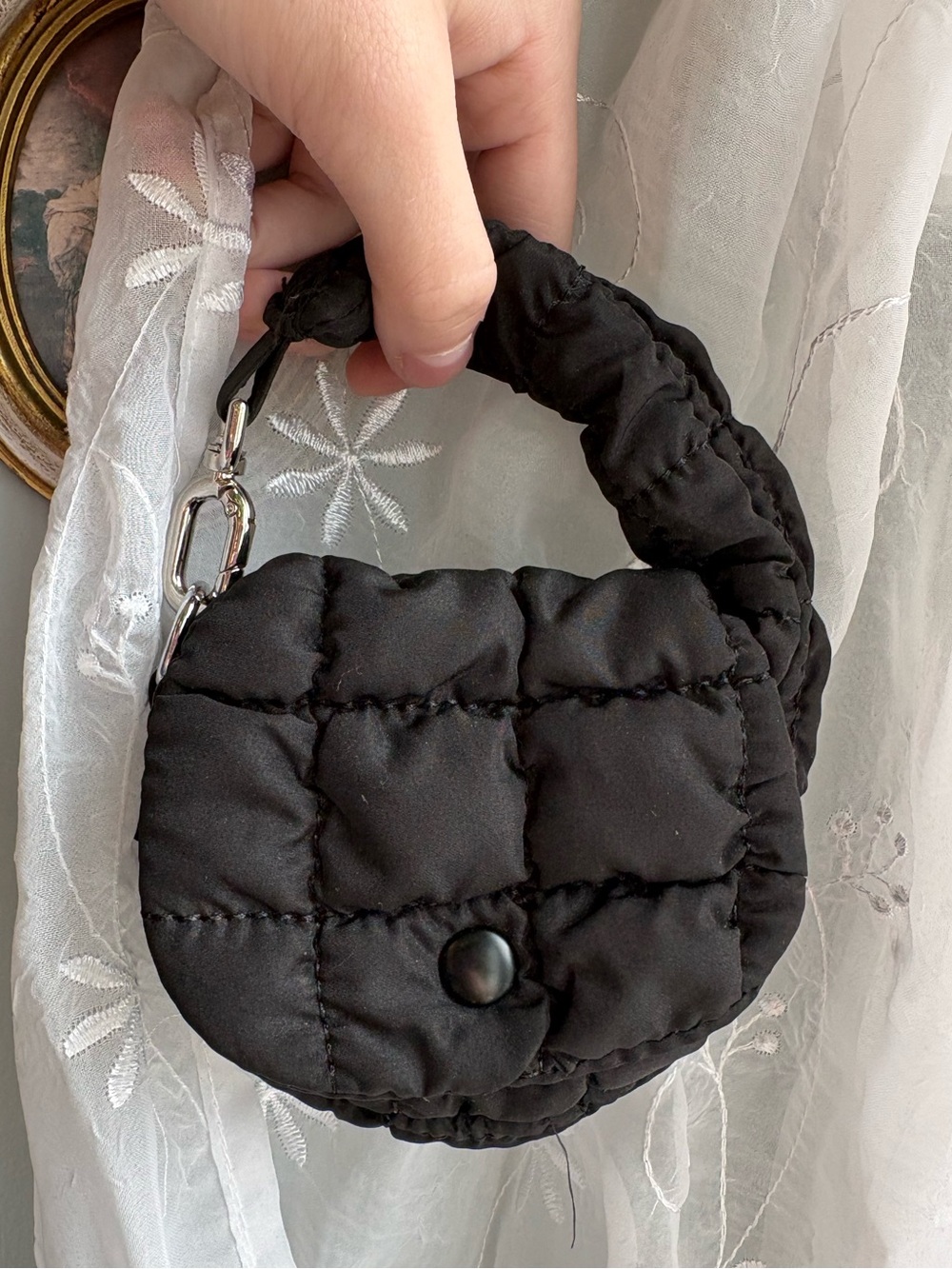 Quilted Black Mini Purse / Cute Bag Charm